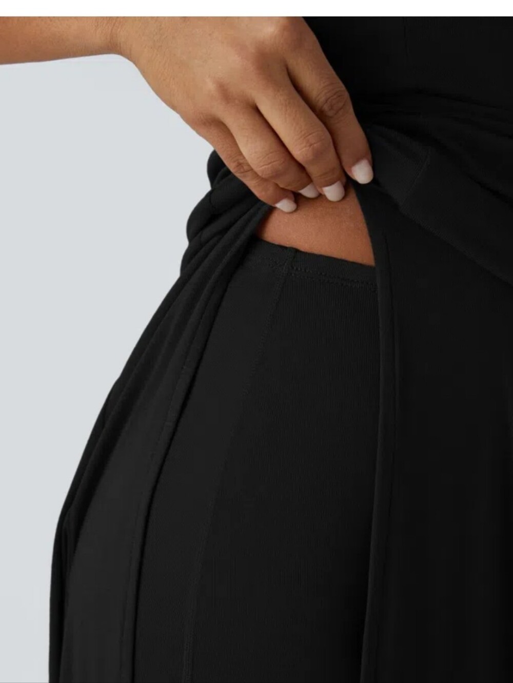 HALARA* Long Sleeve*High Slit Hooded Midi Dress in BLACK Size M - Picture 4 of 10